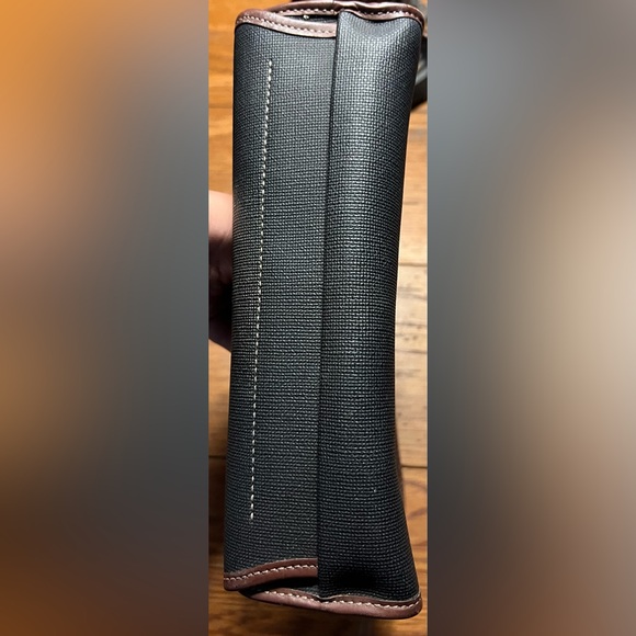 Dunhill Authentic Clutch Bag Second Bag Gray Brown Leather Green Plaid Lining! - Picture 5 of 14